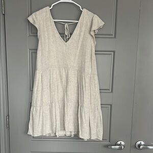 Abercrombie Cream Linen V-Neck Dress